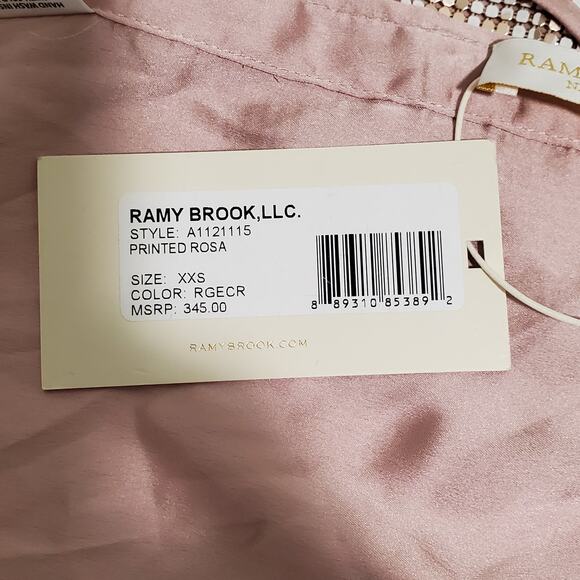 Ramy Brook Printed Rosa Halter Top XXS Metallic Chainmail Rose Gold Slinky New - Picture 8 of 14